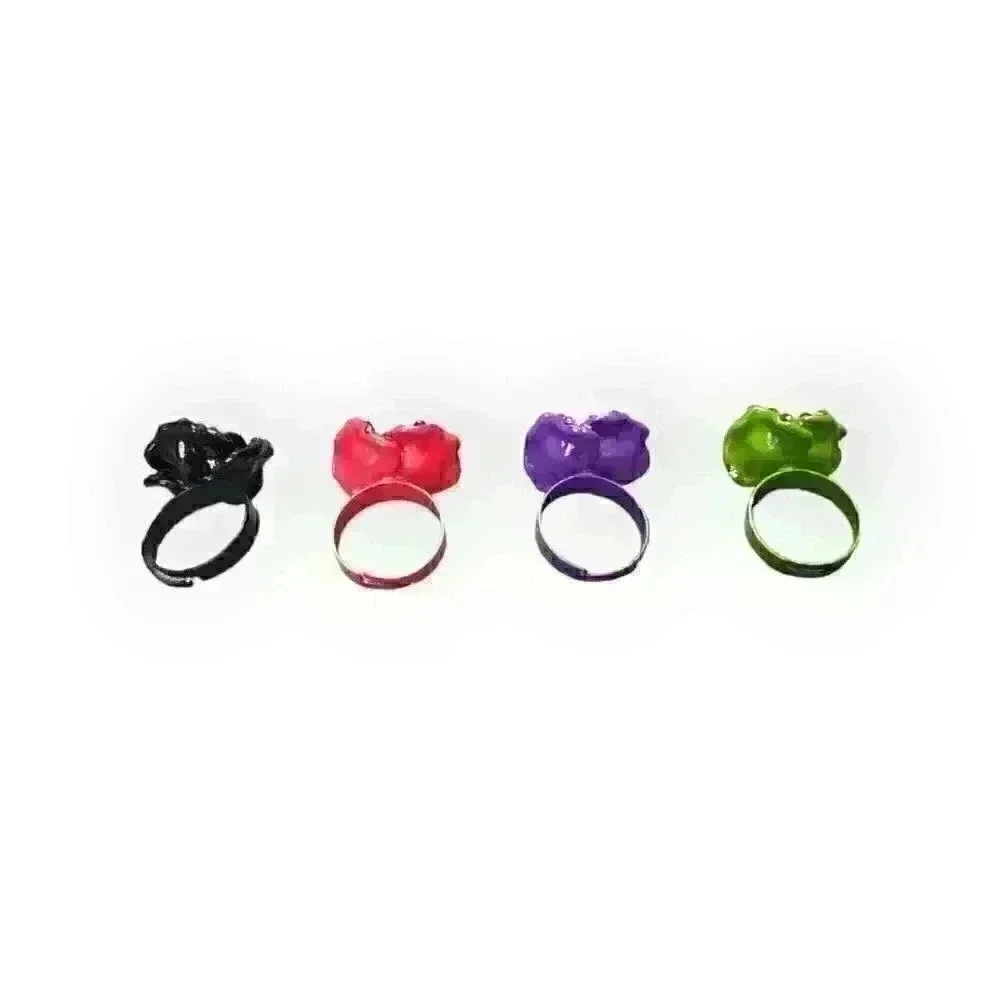 Enamel & Rhinestones Flowers Adjustable Rings Floral Fashion Jewelry (Lot of 4) - Picture 3 of 4